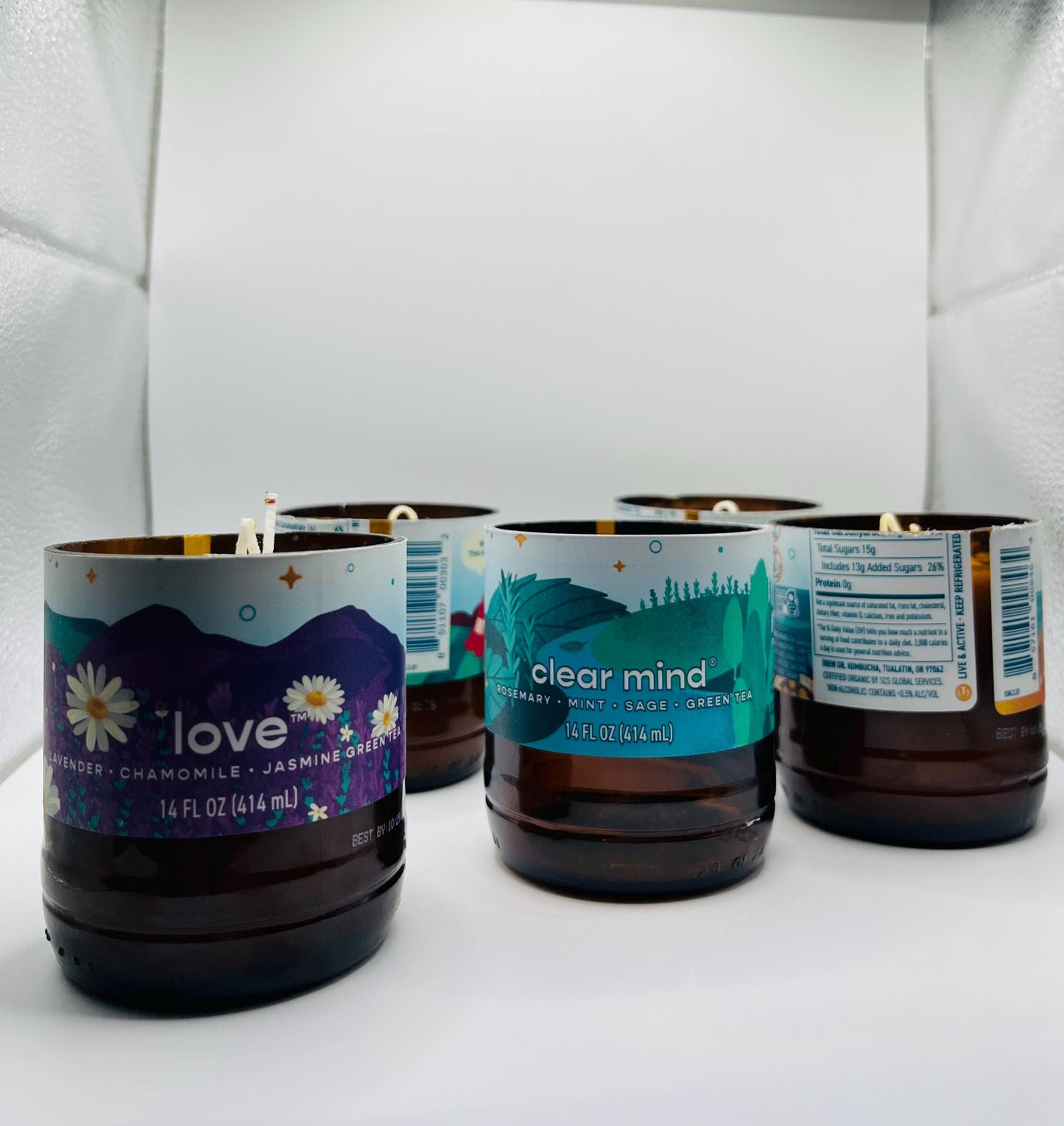 Repurposed Kombucha Candles