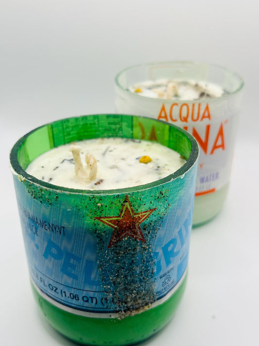 Upcycled Repurposed Italian H2O candles (Sparkling & Still)